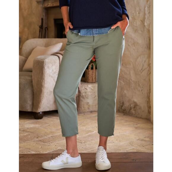 Frank & Eileen Wicklow Italian Twill Chino Cropped Trouser Pant Rosemary Size 4 - Picture 1 of 7